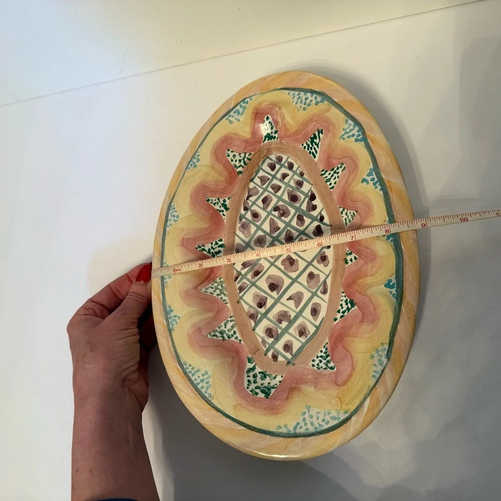 MACKENZIE-CHILDS PLATTER KEUKENHOF PATTERN OVAL RETIRED HAND PAINTED USA HOME